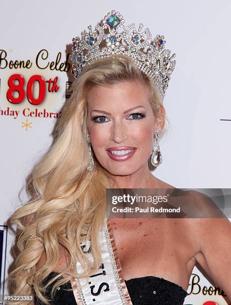 Mrs. U.S. Globe 2014, Deana Avila-Linn arriving at the Pat Boone 80th Birthday Celebrity Roast at The Beverly Hilton Hotel on June 1, 2014 in Beverly...