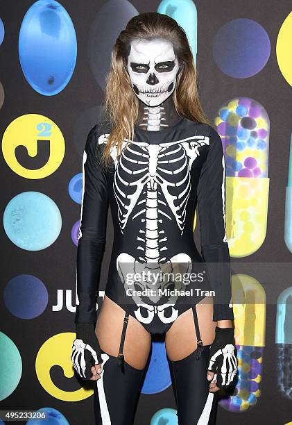 Josephine Skriver arrives at the Just Jared Halloween Party held at No Vacancy on October 31, 2015 in Los Angeles, California.