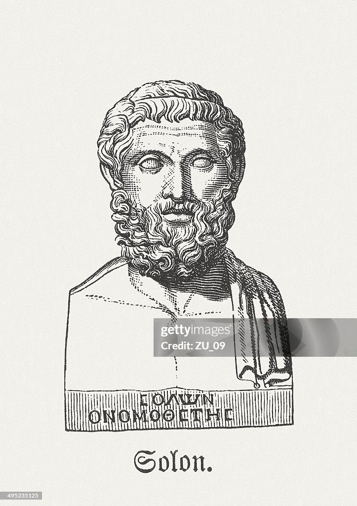 Solon, Athenian statesman and poet, wood engraving, published 1881