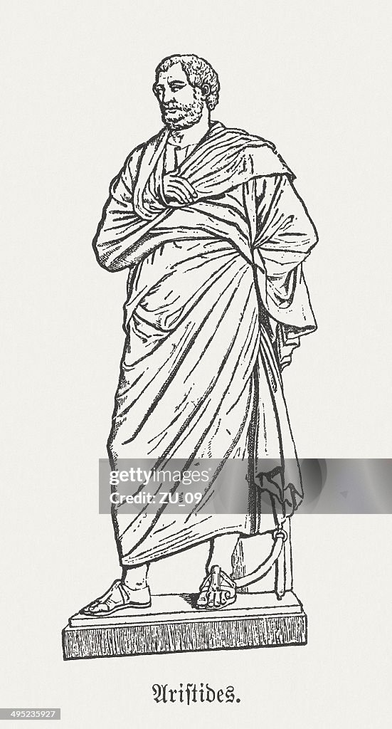 Aristides (530-468 BC), Athenian statesman, wood engraving, published in 1881