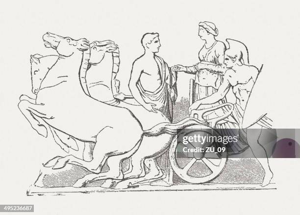 ilustrações de stock, clip art, desenhos animados e ícones de quadriga - athens greece