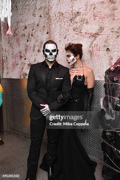 Casper Smart and Jennifer Lopez attend Heidi Klum's 16th Annual Halloween Party sponsored by GSN's Hellevator And SVEDKA Vodka At LAVO New York on...