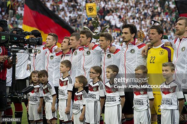 German national football team players Marco Reus, Mario Goetze, Toni Kroos, Thomas Mueller, Erik Durm, Mats Hummels, Roman Weidenfeller and Per...