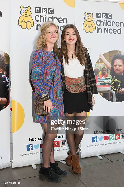 Catherine Ward Thomas and Lizzy Ward Thomas of Ward Thomas arrive for Terry Wogan's Gala Lunch for Children In Need at the Landmark Hotel on November...