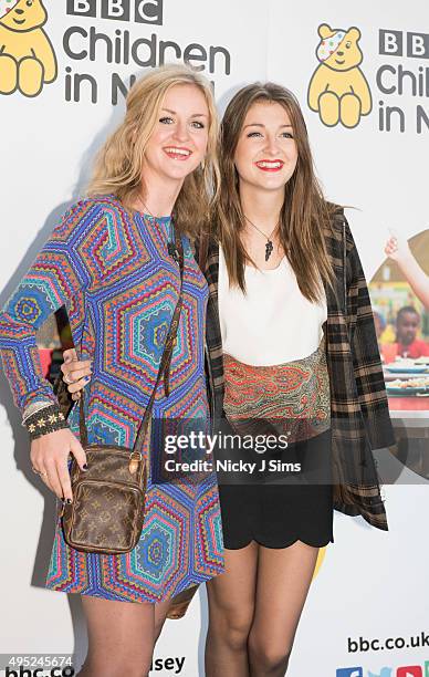 Catherine Ward Thomas and Lizzy Ward Thomas of Ward Thomas arrive for Terry Wogan's Gala Lunch for Children In Need at the Landmark Hotel on November...