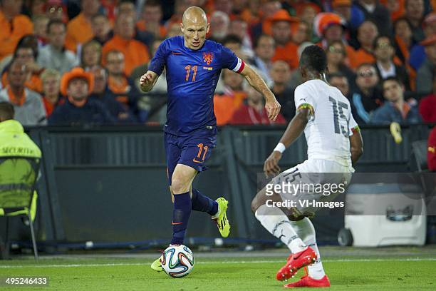 Arjan Robben of Holland, Rashid Sumaila of Ghana during the International friendly match between The Netherlands and Ghana on May 31, 2014 at the...