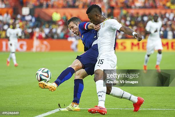 Robin van Persie of Holland, Rashid Sumaila of Ghana during the International friendly match between The Netherlands and Ghana on May 31, 2014 at the...