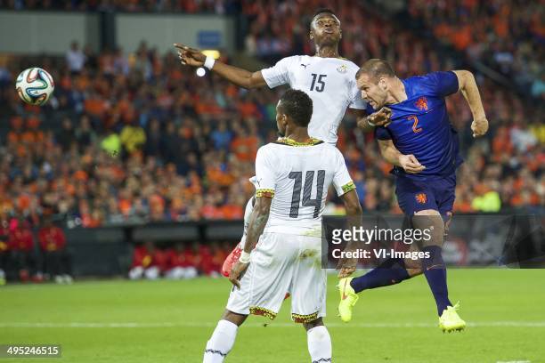 Jerry Akaminko of Ghana, Rashid Sumaila of Ghana, Ron Vlaar of Holland during the International friendly match between The Netherlands and Ghana on...