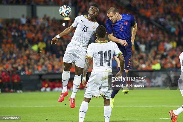 Rashid Sumaila of Ghana, Jerry Akaminko of Ghana, Ron Vlaar of Holland during the International friendly match between The Netherlands and Ghana on...