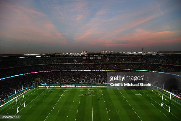 General stadium view during the 2015 Rugby World Cup Final match between New Zealand and Australia at Twickenham Stadium on October 31, 2015 in...