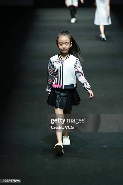 Model showcases designs on the runway at Hello Kitty & My Melody-Comme Tu Es Collection during the Mercedes-Benz China Fashion Week S/S 2016...