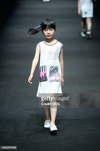 Model showcases designs on the runway at Hello Kitty & My Melody-Comme Tu Es Collection during the Mercedes-Benz China Fashion Week S/S 2016...