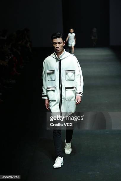 Model showcases designs on the runway at Hello Kitty & My Melody-Comme Tu Es Collection during the Mercedes-Benz China Fashion Week S/S 2016...