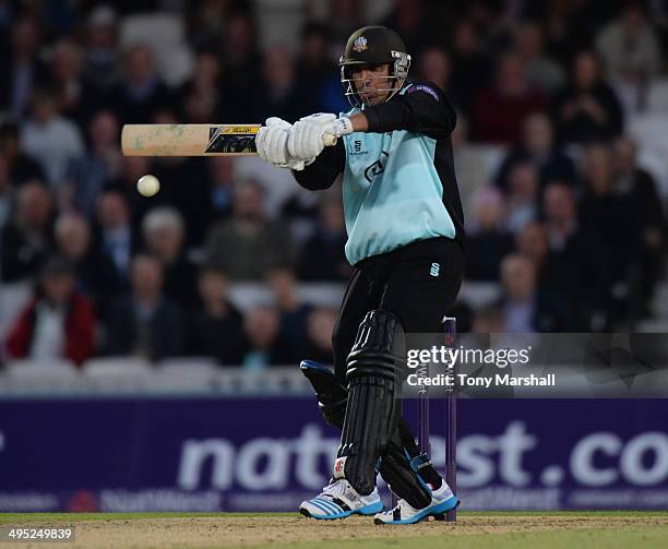 Azhar Mahmood of Surrey batting during the NatWest T20 Blast match between Surrey and Middlesex Panthers at The Kia Oval on May 30, 2014 in London,...