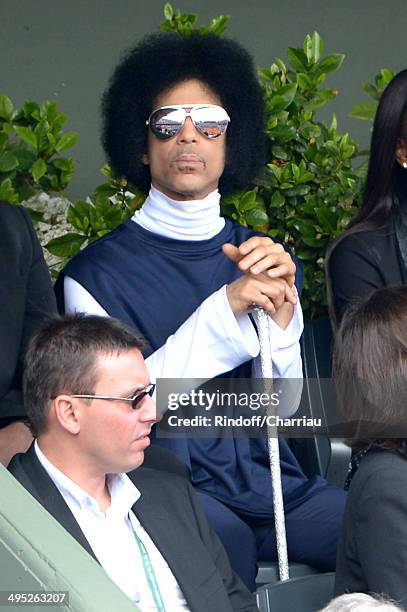 Singer Prince attend the Roland Garros French Tennis Open 2014 - Day 9 on June 2, 2014 in Paris, France.