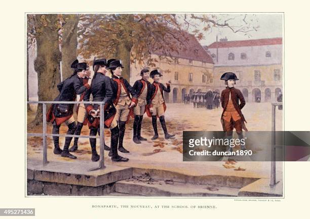 napoleon bonaparte at school,  brienne-le-chateau - teenagers only stock illustrations