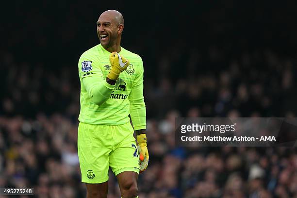 Tim Howard of Everton during the Barclays Premier League match between Everton and Sunderland at Goodison Park on November 1, 2015 in Liverpool,...