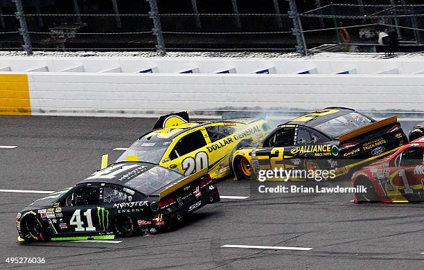 Kurt Busch, driver of the Monster Energy Chevrolet, Matt Kenseth, driver of the Dollar General Toyota, Brad Keselowski, driver of the Alliance Truck...