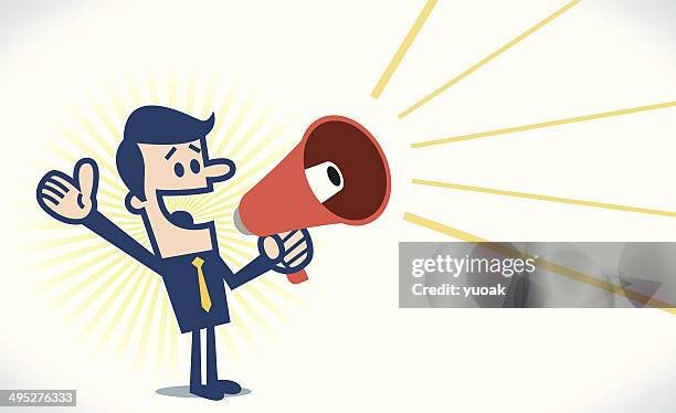 man with megaphone - screaming stock illustrations