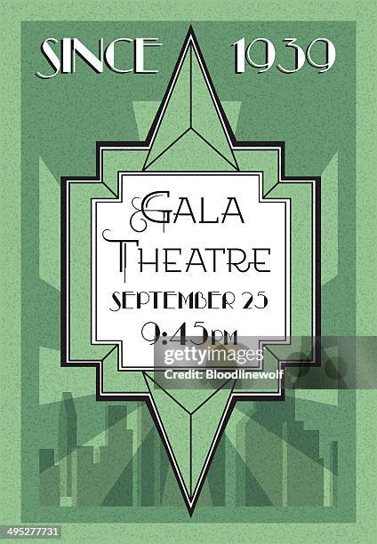 stockillustraties, clipart, cartoons en iconen met art deco theatre poster - billboard stock illustrations