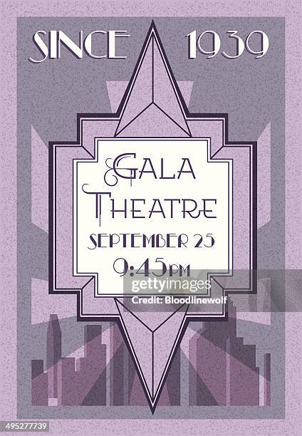 stockillustraties, clipart, cartoons en iconen met retro style theatre poster, art deco  - gatsby image