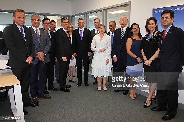 Executives of Lufthansa Technik and Government of Puerto Rico pose for media as part of LTPR Grand Opening on November 1, 2015 in Aguadilla, Puerto...