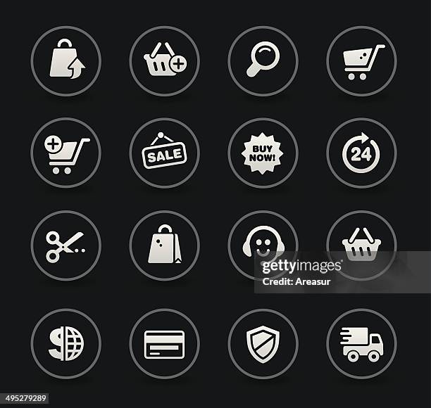 online shopping icons | black series - buy online pick up in store stock illustrations