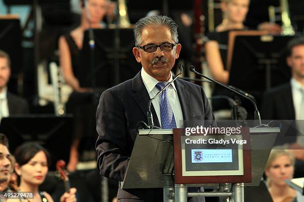 Vanai Thummalapally, Executive Director of SelectUSA talks as part of Grand Opening of Lufthansa Technik Puerto Rico on November 1, 2015 in...