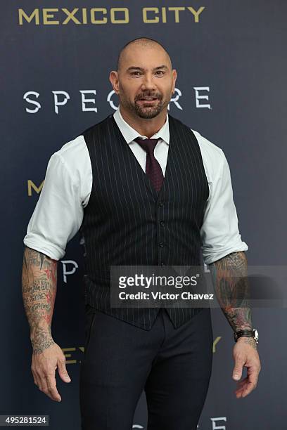 Actor Dave Bautista attends a photo call to promote the new film "Spectre" on November 1, 2015 in Mexico City, Mexico.