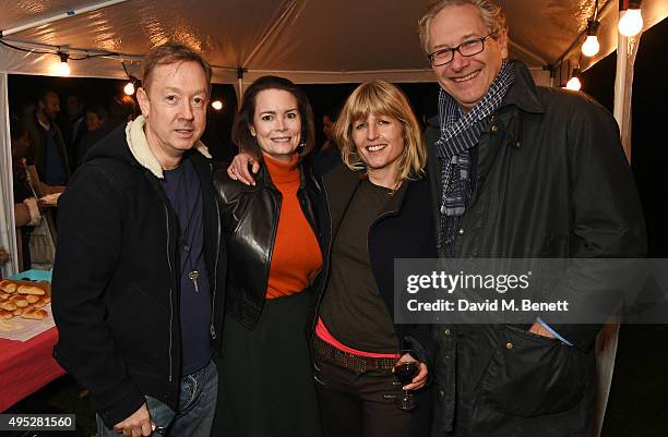 Geordie Greig, Kathryn Greig, Rachel Johnson and John Witherow attend the Stanley Crescent Guy Fawkes Party in Notting Hill on November 1, 2015 in...