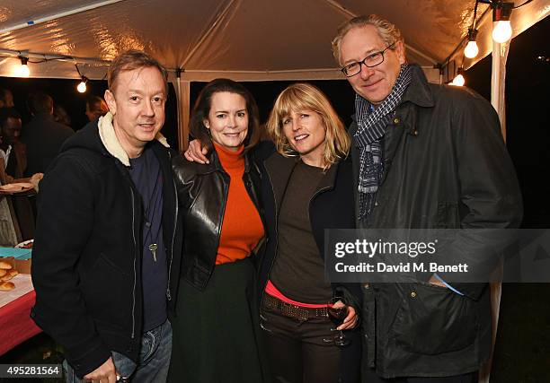 Geordie Greig, Kathryn Greig, Rachel Johnson and John Witherow attend the Stanley Crescent Guy Fawkes Party in Notting Hill on November 1, 2015 in...