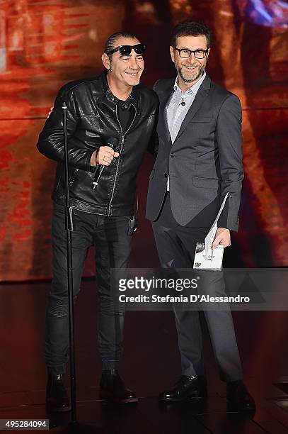Fabio Fazio and Luca Carboni attend 'Che Tempo Che Fa' Tv Show on November 1, 2015 in Milan, Italy.