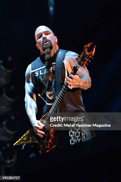 Guitarist Kerry King of American thrash metal group Slayer performing live on stage at Bloodstock Open Air festival in Derbyshire, England, on August...