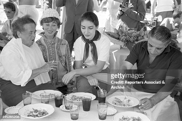 American journalist, pianist and writer Elsa Maxwell, Italian baroness Afdera Franchetti, Italian opera singer Maria Callas and Greek tycoon...