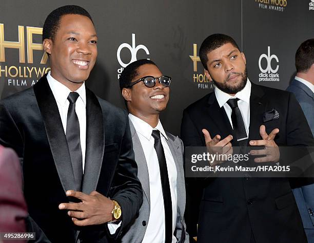 Actors Corey Hawkins, Jason Mitchell, and O'Shea Jackson Jr. Attend the 19th Annual Hollywood Film Awards at The Beverly Hilton Hotel on November 1,...