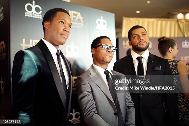 Actors Corey Hawkins, Jason Mitchell, and O'Shea Jackson, Jr. Attend the 19th Annual Hollywood Film Awards at The Beverly Hilton Hotel on November 1,...