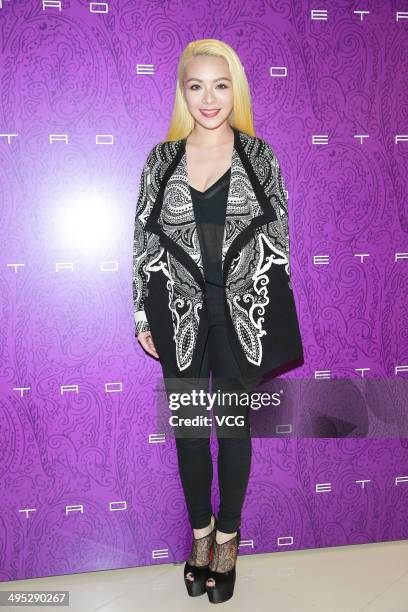 Singer Joey Wong attends ETRO store opening ceremony at Ocean Centre on May 30, 2014 in Hong Kong, Hong Kong.