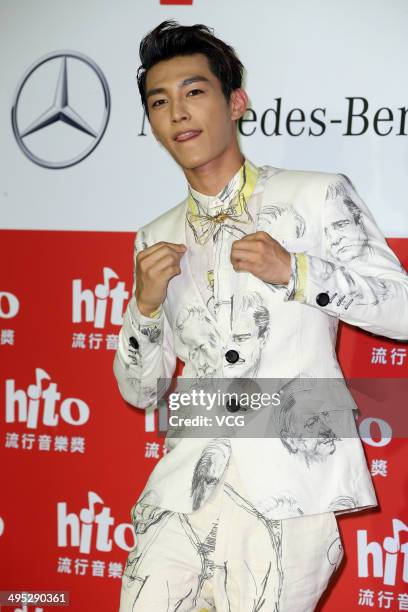 Singer Aaron Yan attends 2014 Hito Pop Music Awarding Ceremony at Taipei Arena on June 1, 2014 in Taipei, Taiwan.