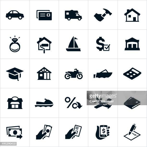 loan types icons - borrowing stock illustrations