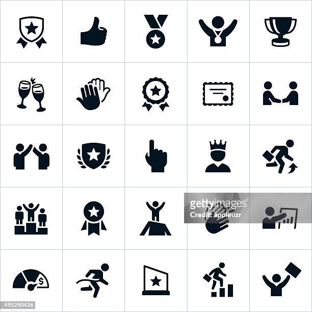 business award and recognition icons - achievement stock illustrations