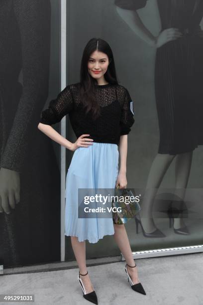 Model He Sui attends Dior "Le Petit Theatre" exhibition at Chengdu International Finance Square on May 30, 2014 in Chengdu, China.