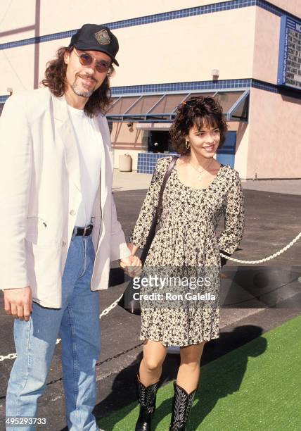 Actor Thomas Ian Griffith and actress Mary Page Keller attend the "Teenage Mutant Ninja Turtles III" Universal City Premiere on March 6, 1993 at the...