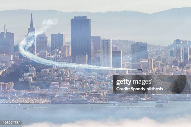 blue angels over san francisco downtown, usa - blue angels stock pictures, royalty-free photos & images