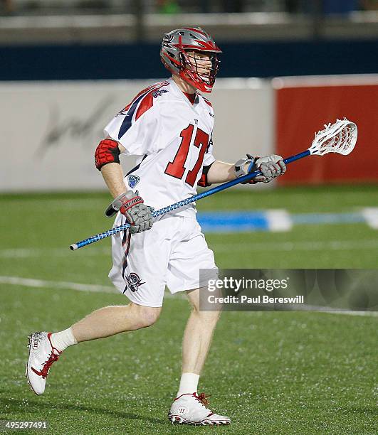 Brodie Merrill of the Boston Cannons runs during a Major League Lacrosse game against the New York Lizards at James M. Shuart Stadium on May 30, 2014...