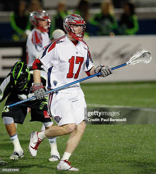 Brodie Merrill of the Boston Cannons runs during a Major League Lacrosse game against the New York Lizards at James M. Shuart Stadium on May 30, 2014...