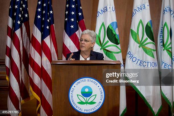 Gina McCarthy, administrator of the U.S. Environmental Protection Agency , speaks during a news conference in Washington, D.C., U.S., on Monday, June...