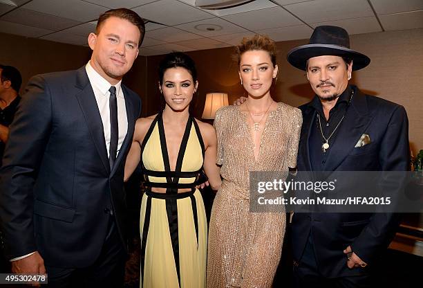 Actors Channing Tatum, Jenna Dewan Tatum, Amber Heard and Johnny Depp attend the 19th Annual Hollywood Film Awards at The Beverly Hilton Hotel on...