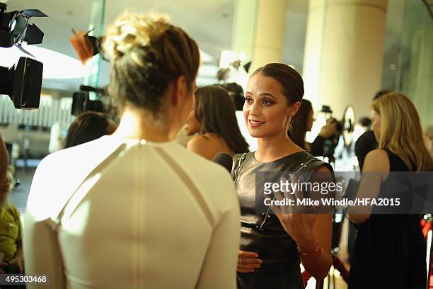 Actress Alicia Vikander attends the 19th Annual Hollywood Film Awards at The Beverly Hilton Hotel on November 1, 2015 in Beverly Hills, California.
