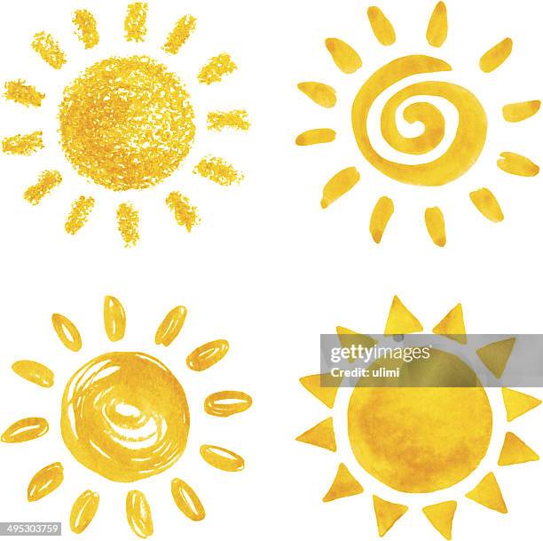 ilustrações de stock, clip art, desenhos animados e ícones de sun - desenho a lápis de cera
