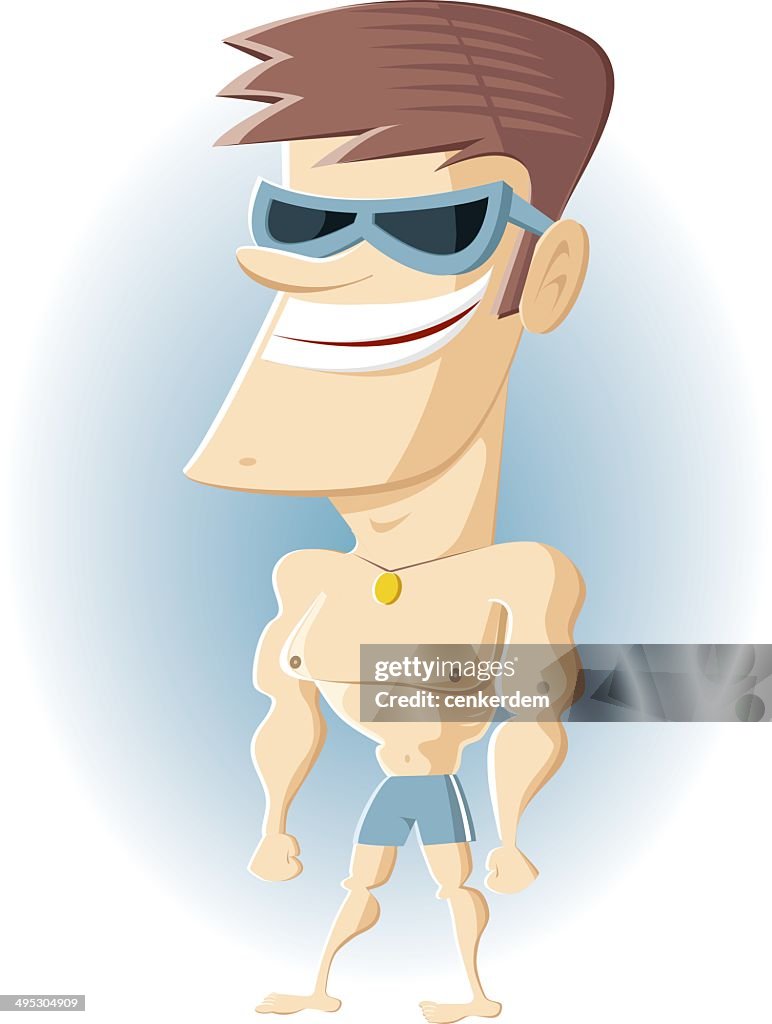 Bodybuilder on the beach